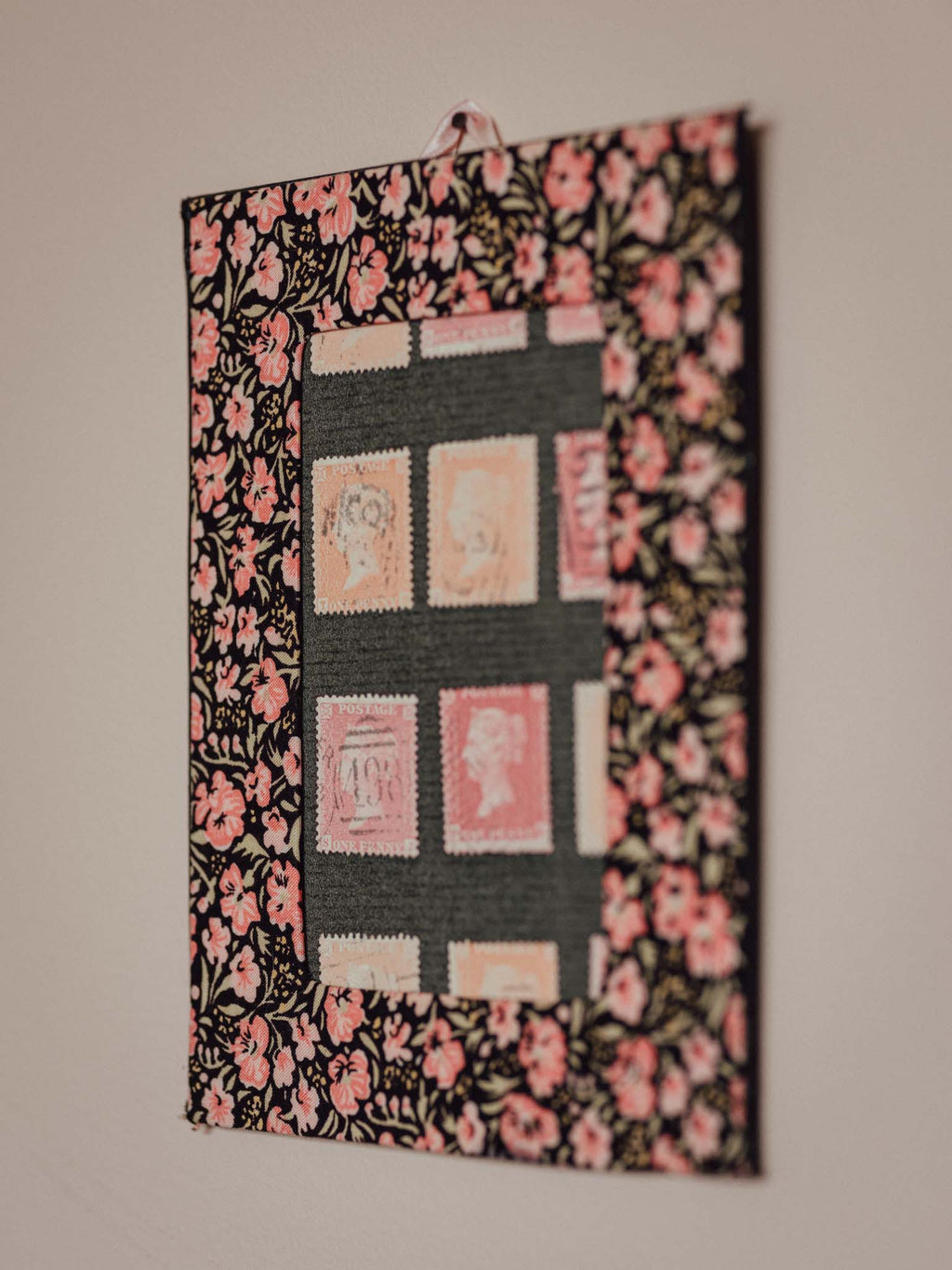 Handmade Fabric Frame with Penny Red Stamp Print
