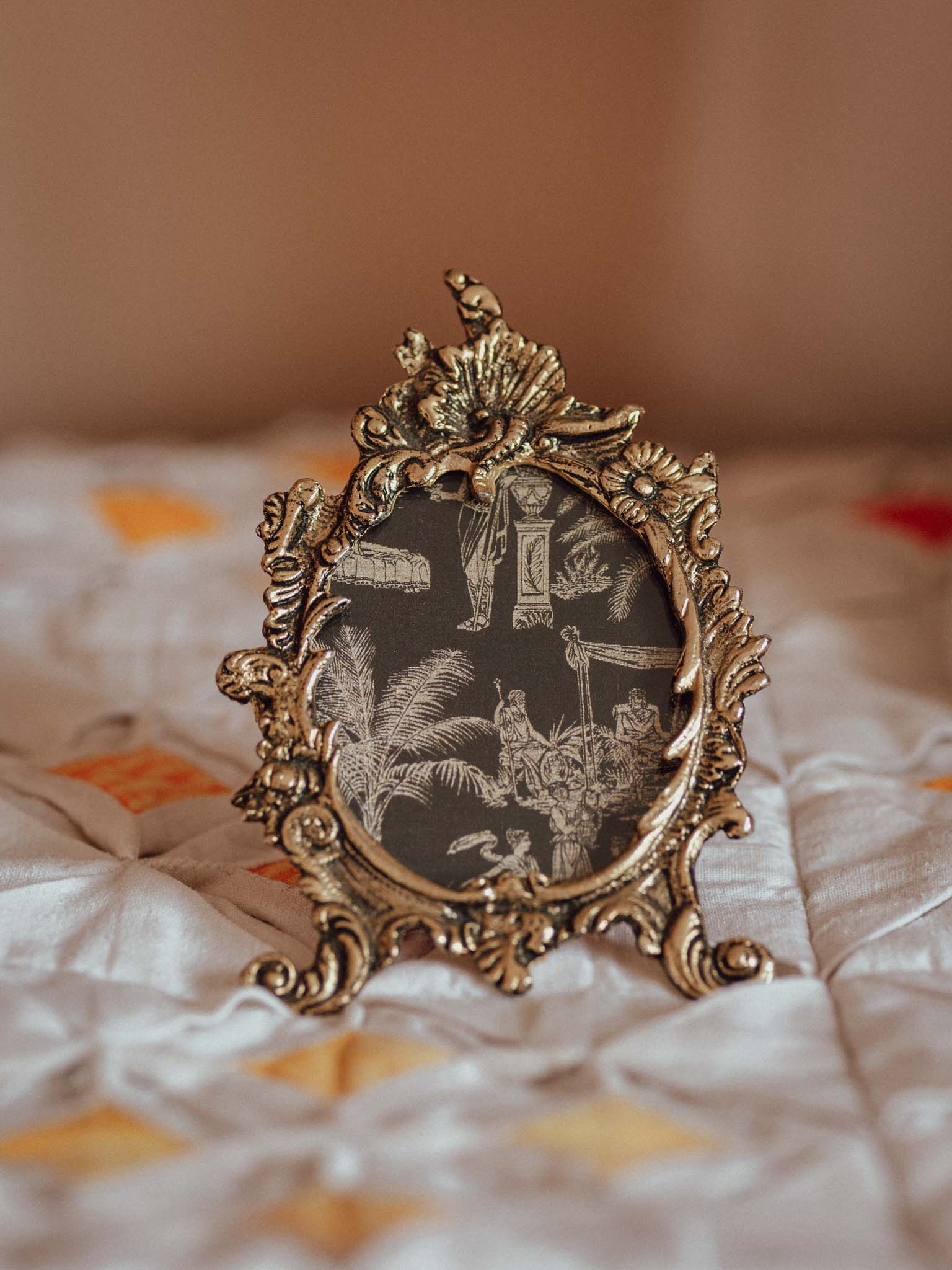 Miniature Ornate Brass Photo Frame