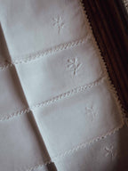 Vintage White Cotton-Linen Napkins with Crochet Edge & Embroidered Detail - Set