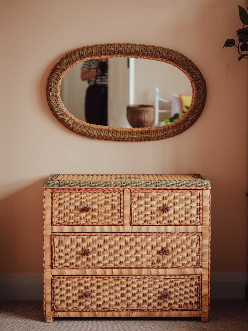 Vintage Rattan Chest of Drawers
