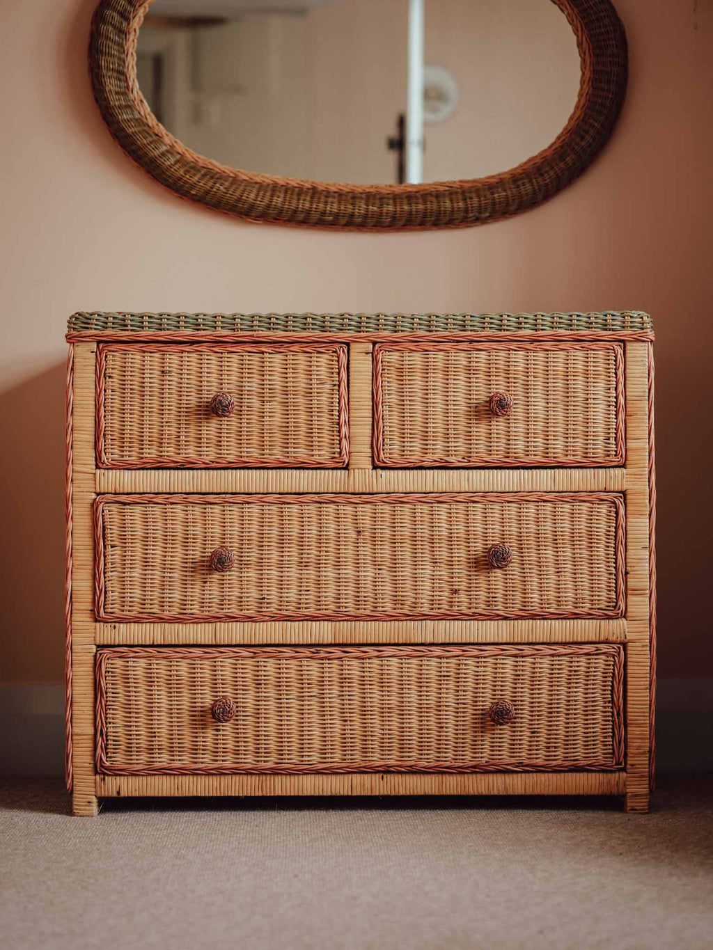 Vintage Rattan Chest of Drawers