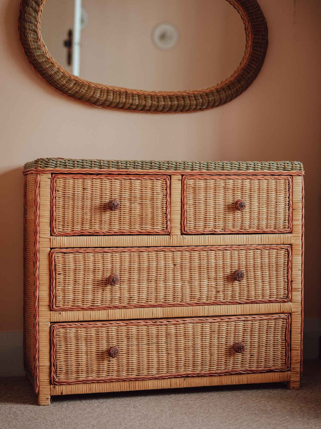 Vintage Rattan Chest of Drawers