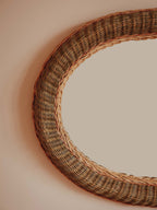 Vintage Oval Cane Wall Mirror