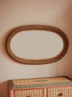 Vintage Oval Cane Wall Mirror