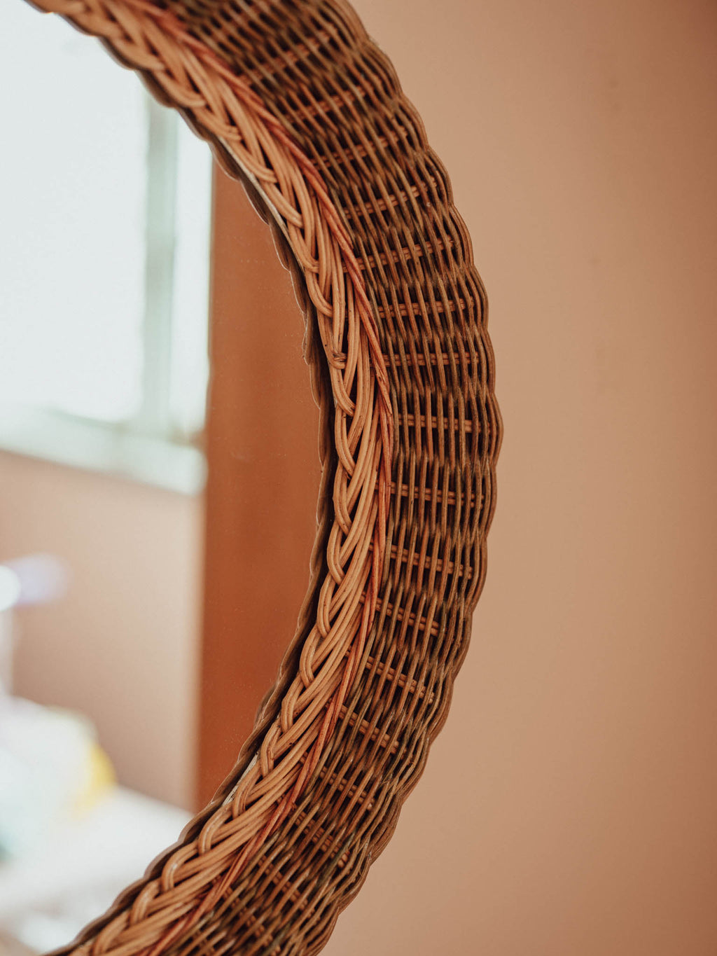 Vintage Oval Cane Wall Mirror