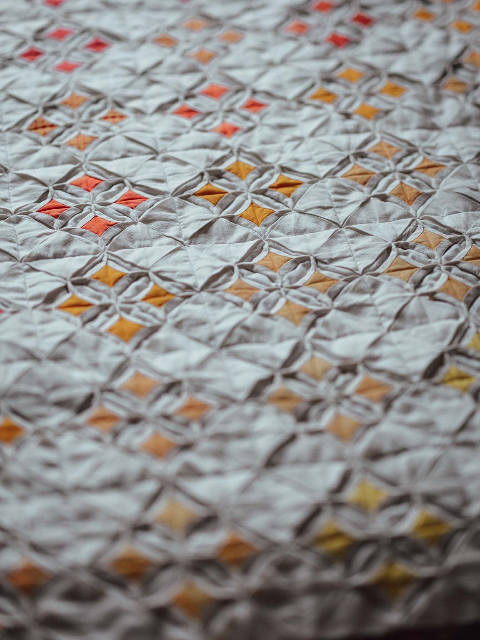 Handmade Cathedral Windows Quilt - Bed End Throw