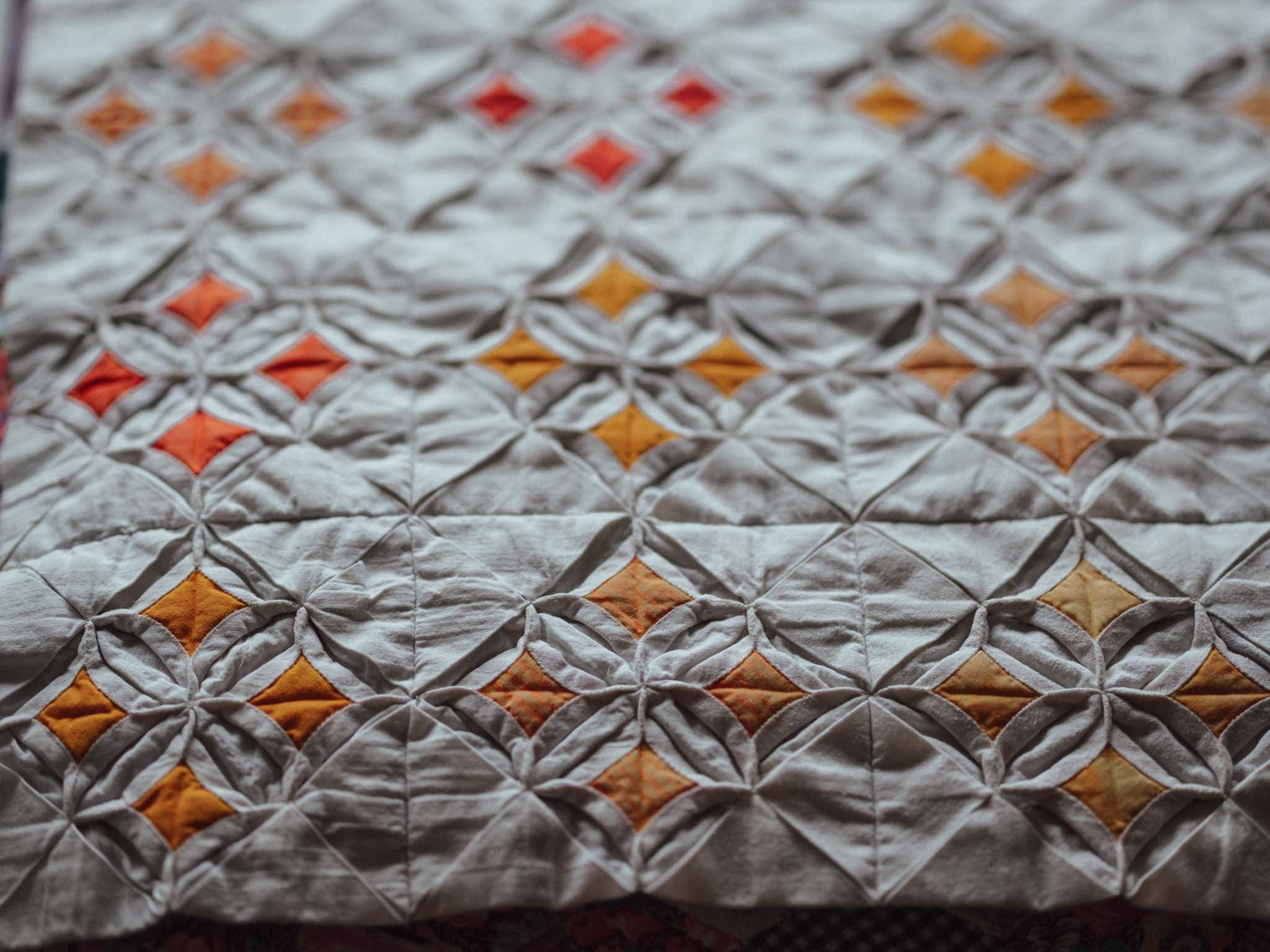 Handmade Cathedral Windows Quilt - Bed End Throw