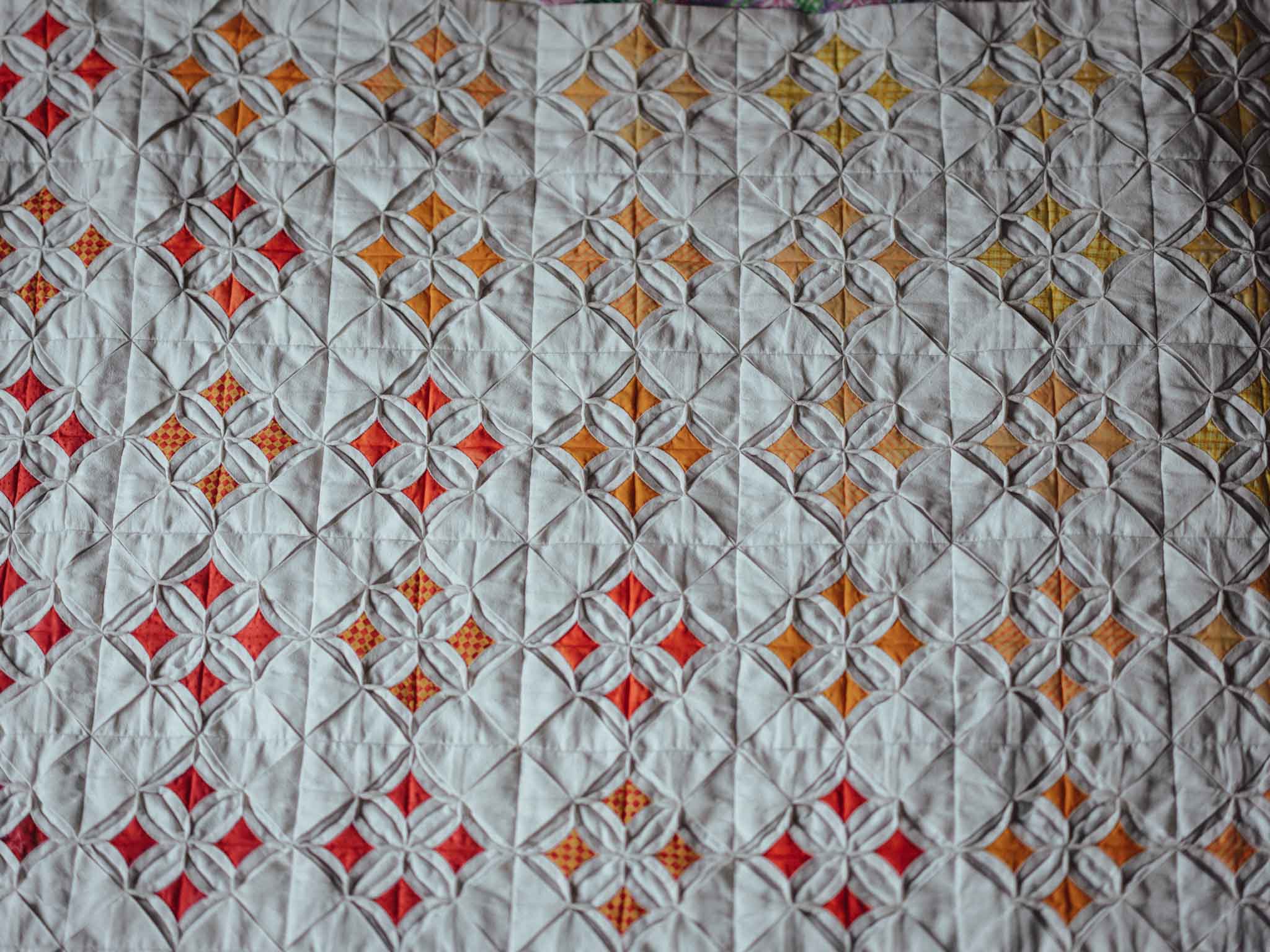 Handmade Cathedral Windows Quilt - Bed End Throw