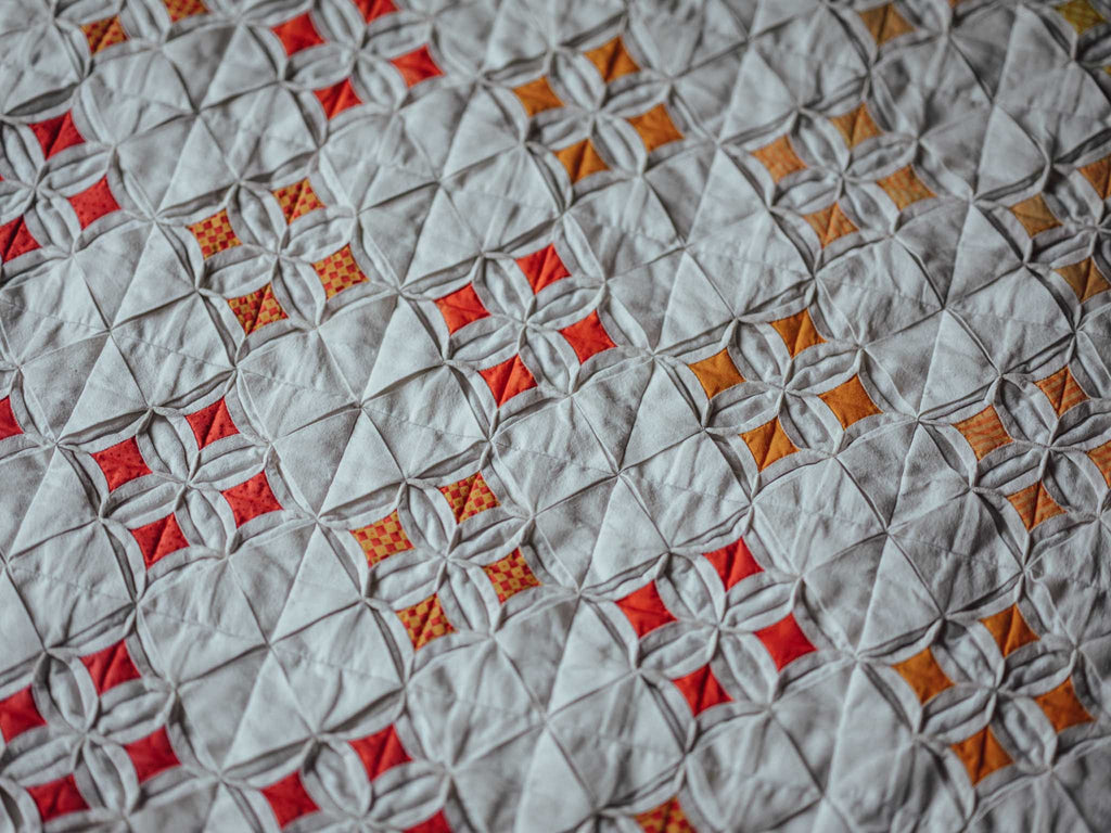 Handmade Cathedral Windows Quilt - Bed End Throw