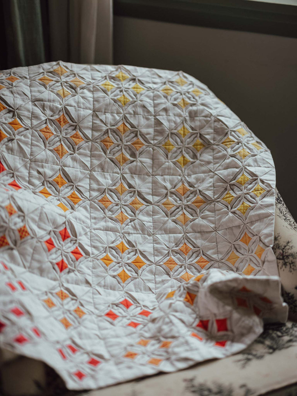 Handmade Cathedral Windows Quilt - Bed End Throw