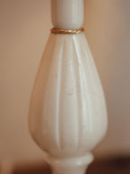 Vintage Marble Table Lamps with Rattan Shades - Pair