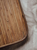 Large Vintage Cane Tray with Brass Edging