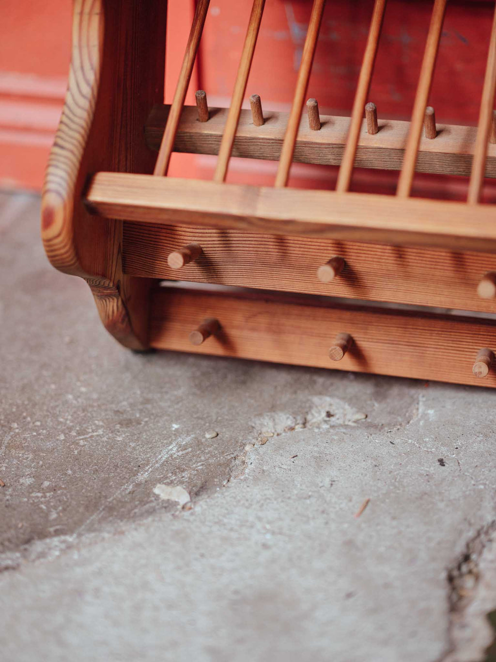 Handmade Vintage Pine Plate Rack with Lucky Penny