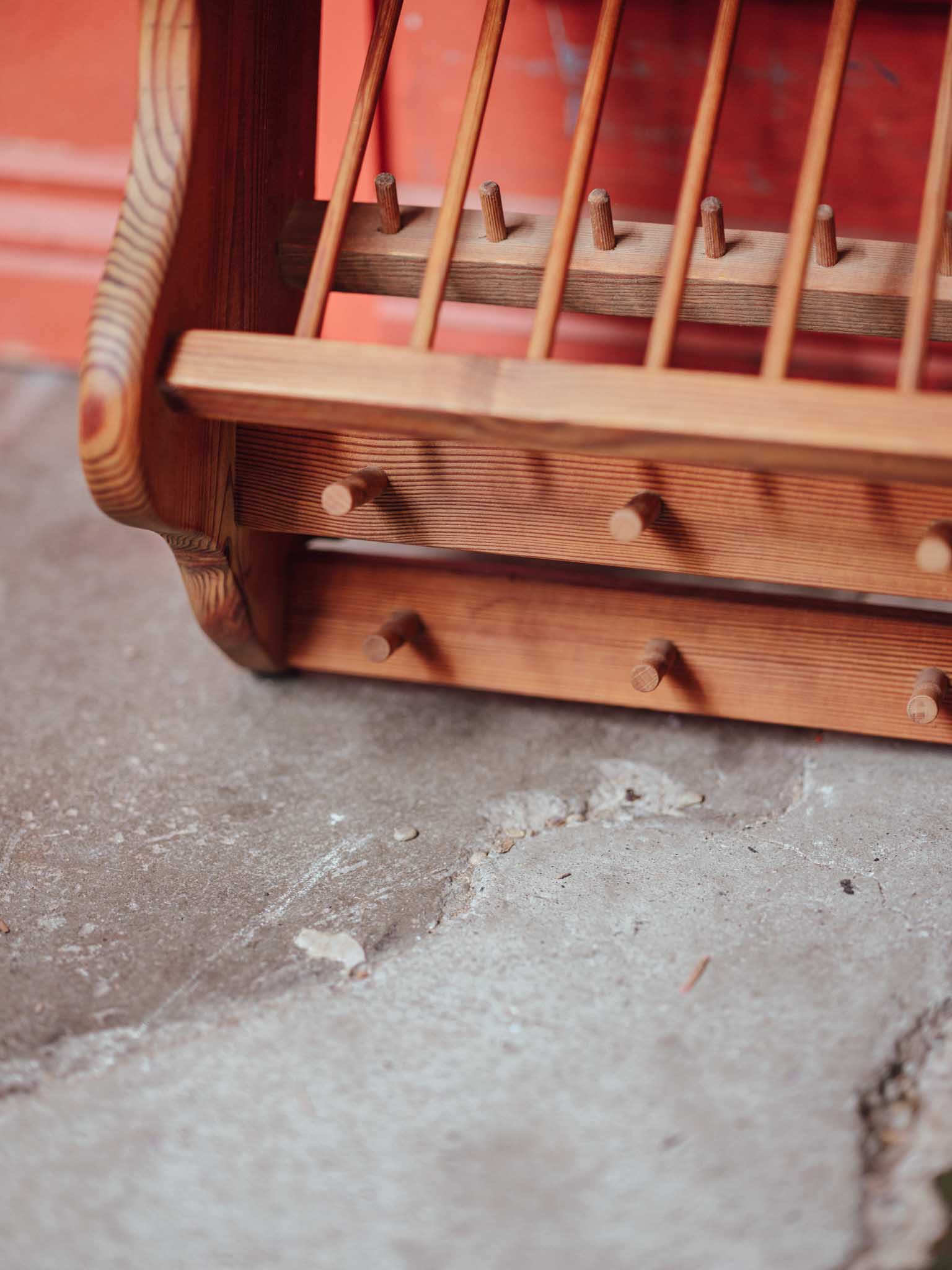 Handmade Vintage Pine Plate Rack with Lucky Penny
