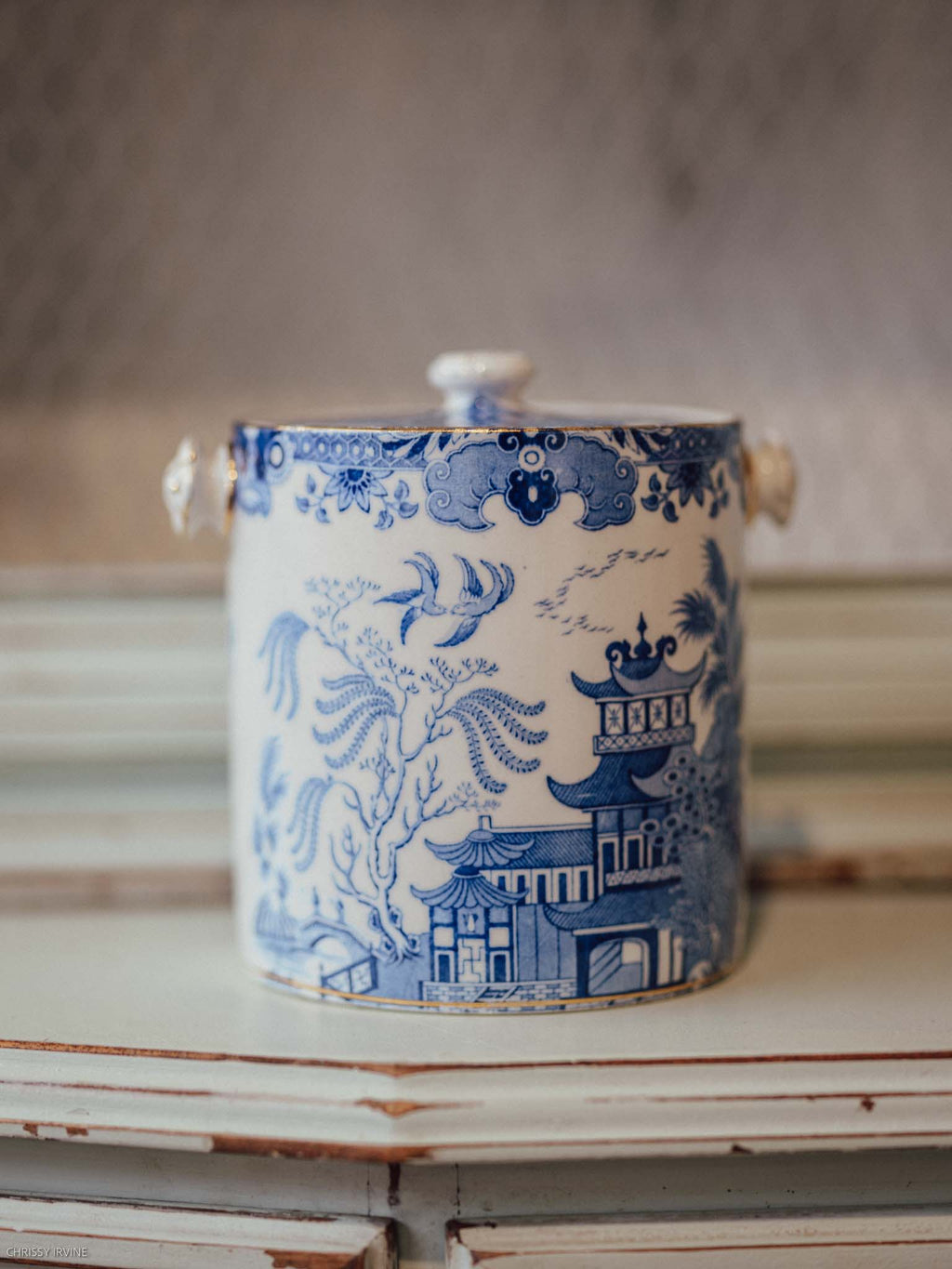 Burleighware Blue Willow Biscuit Caddy