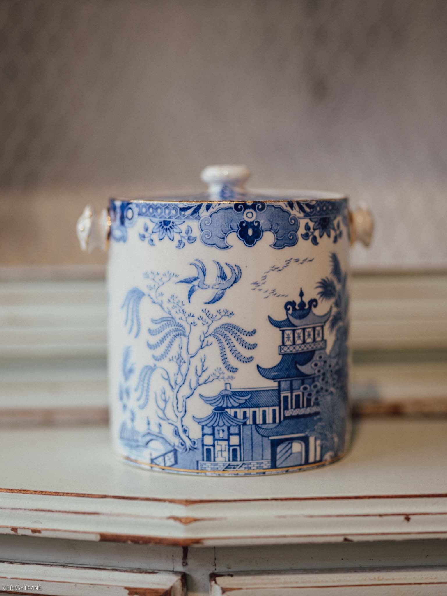 Burleighware Blue Willow Biscuit Caddy