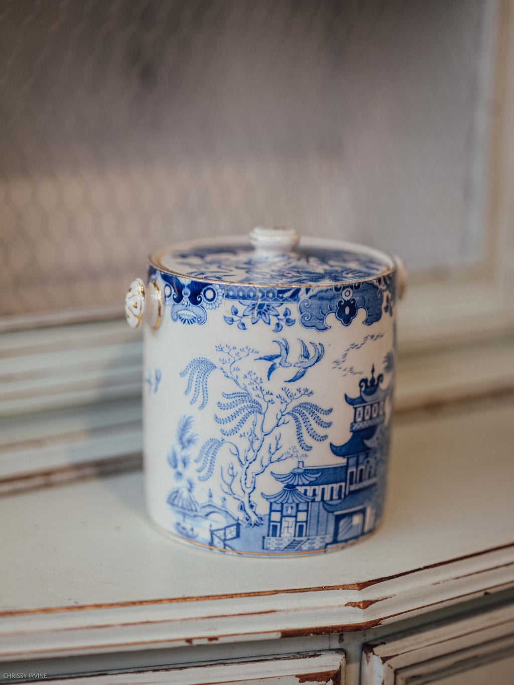 Burleighware Blue Willow Biscuit Caddy
