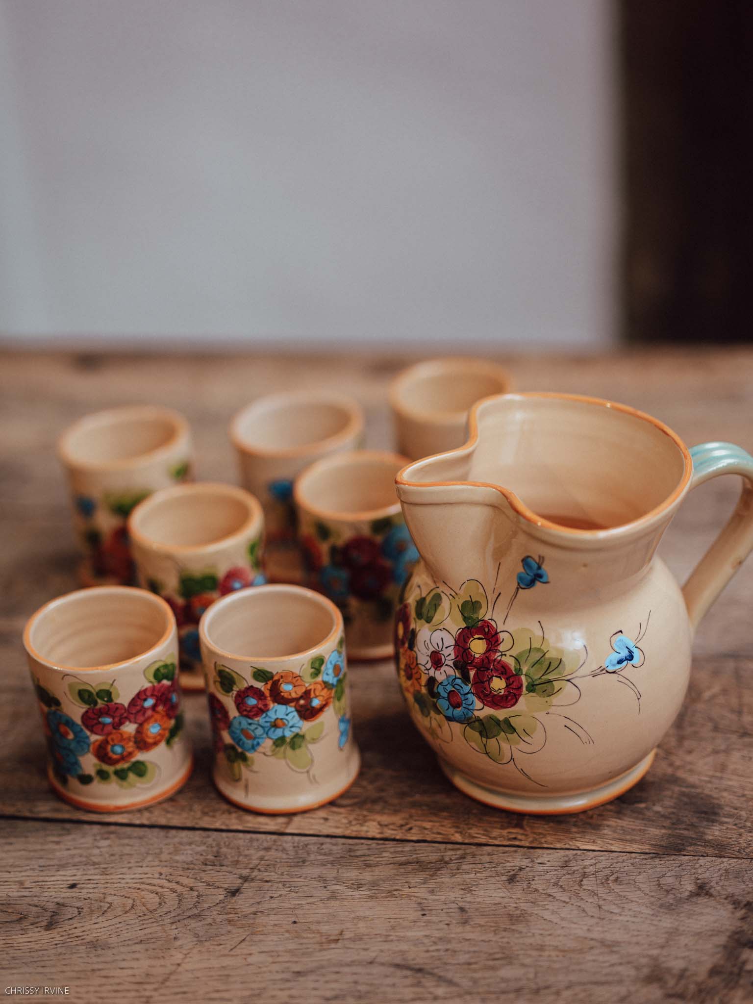 Italian Hand-Painted Ceramic Cup & Jug Set - Signed Dolci