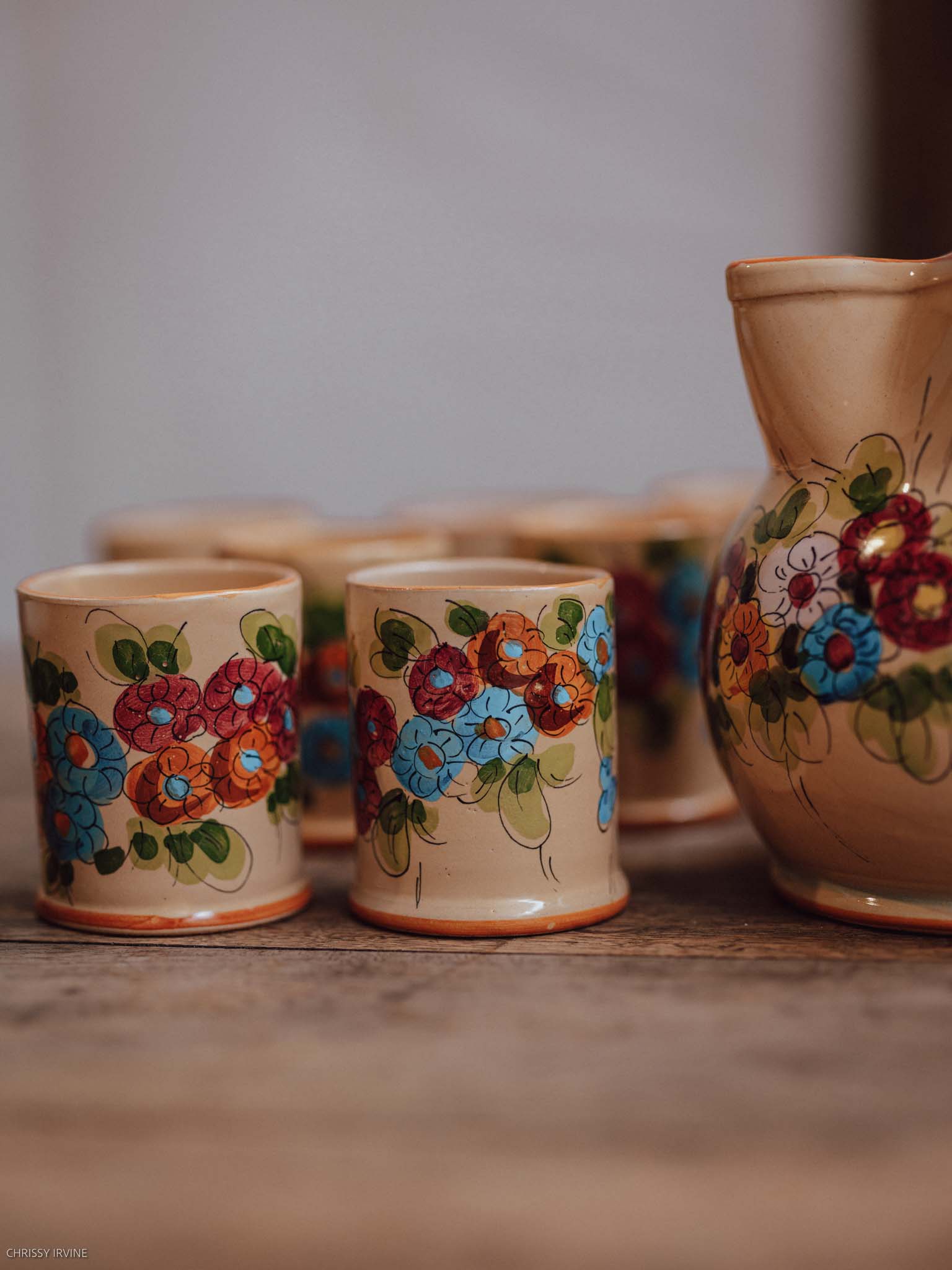 Italian Hand-Painted Ceramic Cup & Jug Set - Signed Dolci