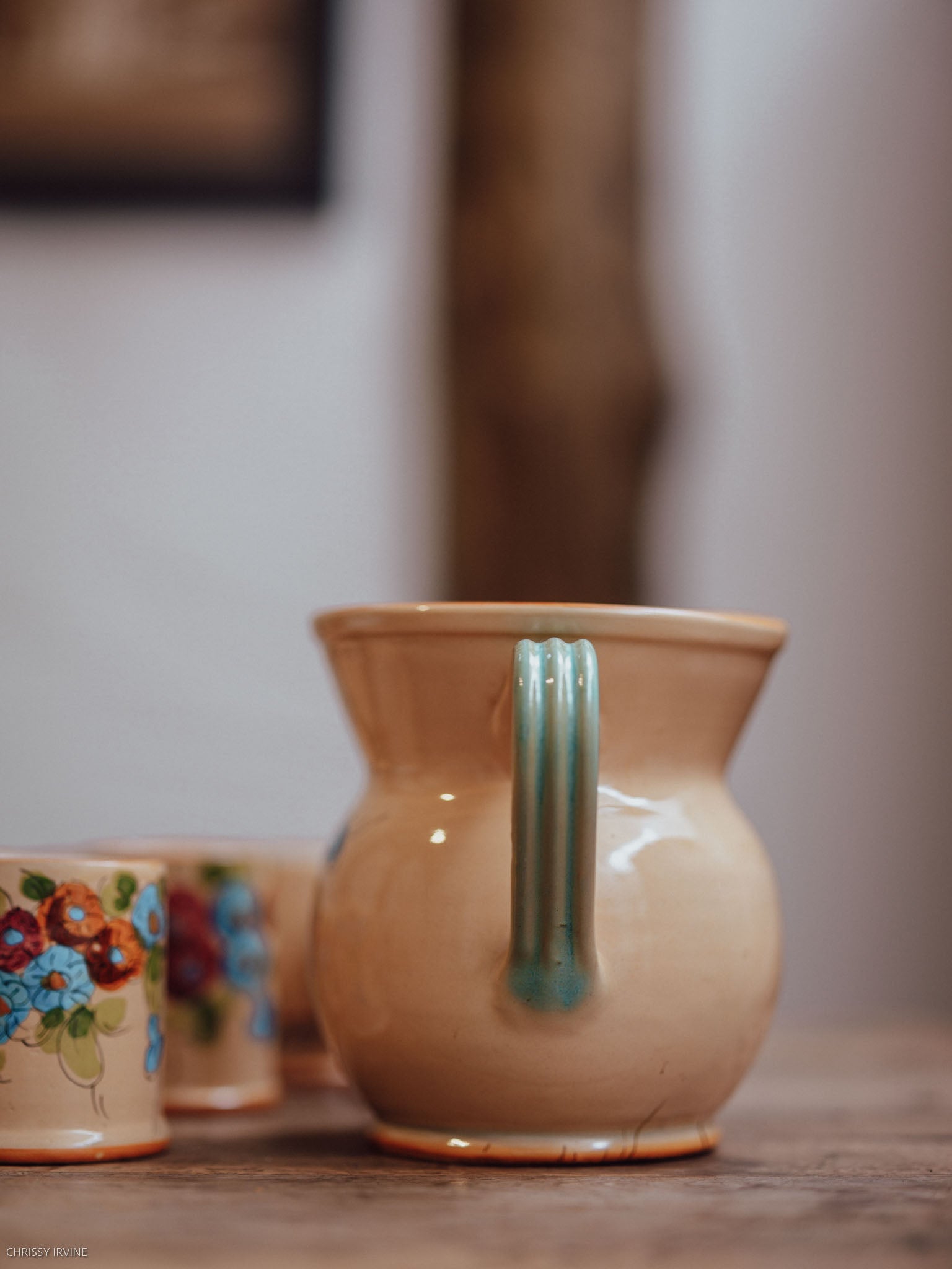 Italian Hand-Painted Ceramic Cup & Jug Set - Signed Dolci