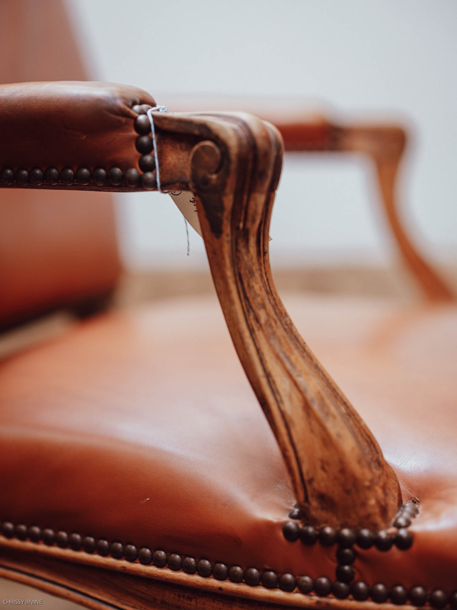 French Louis XV Style Leather Armchair
