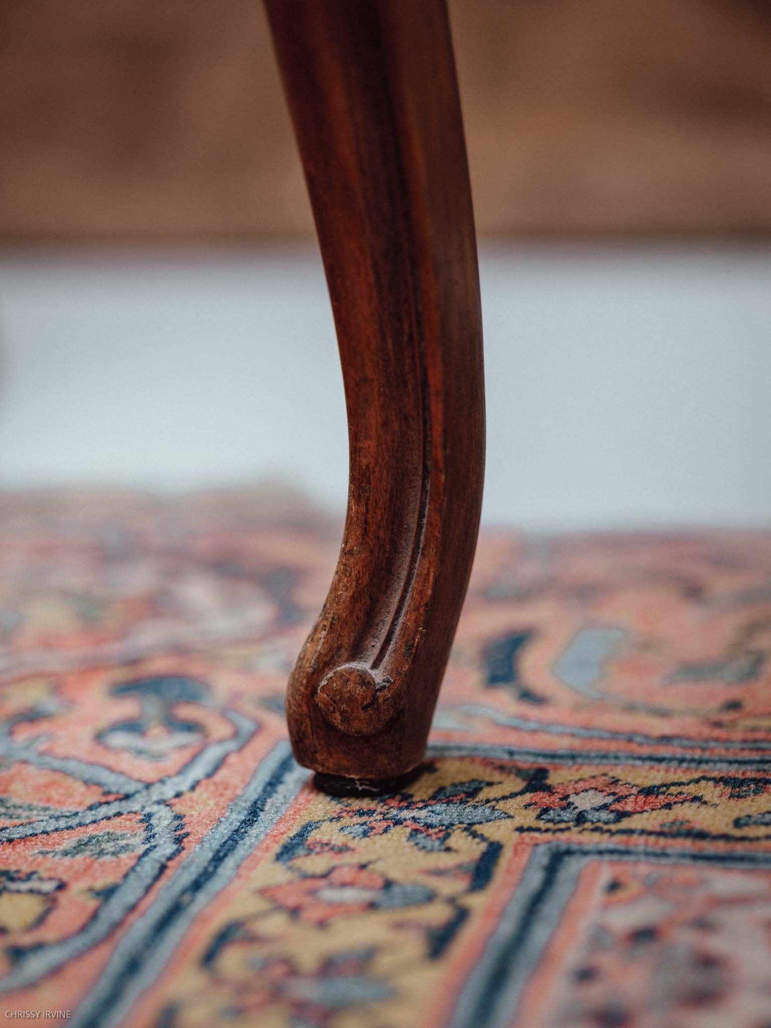 French Louis XV Style Leather Armchair