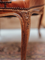 French Louis XV Style Leather Armchair