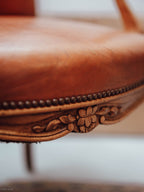 French Louis XV Style Leather Armchair