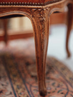 French Louis XV Style Leather Armchair