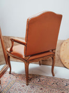 French Louis XV Style Leather Armchair