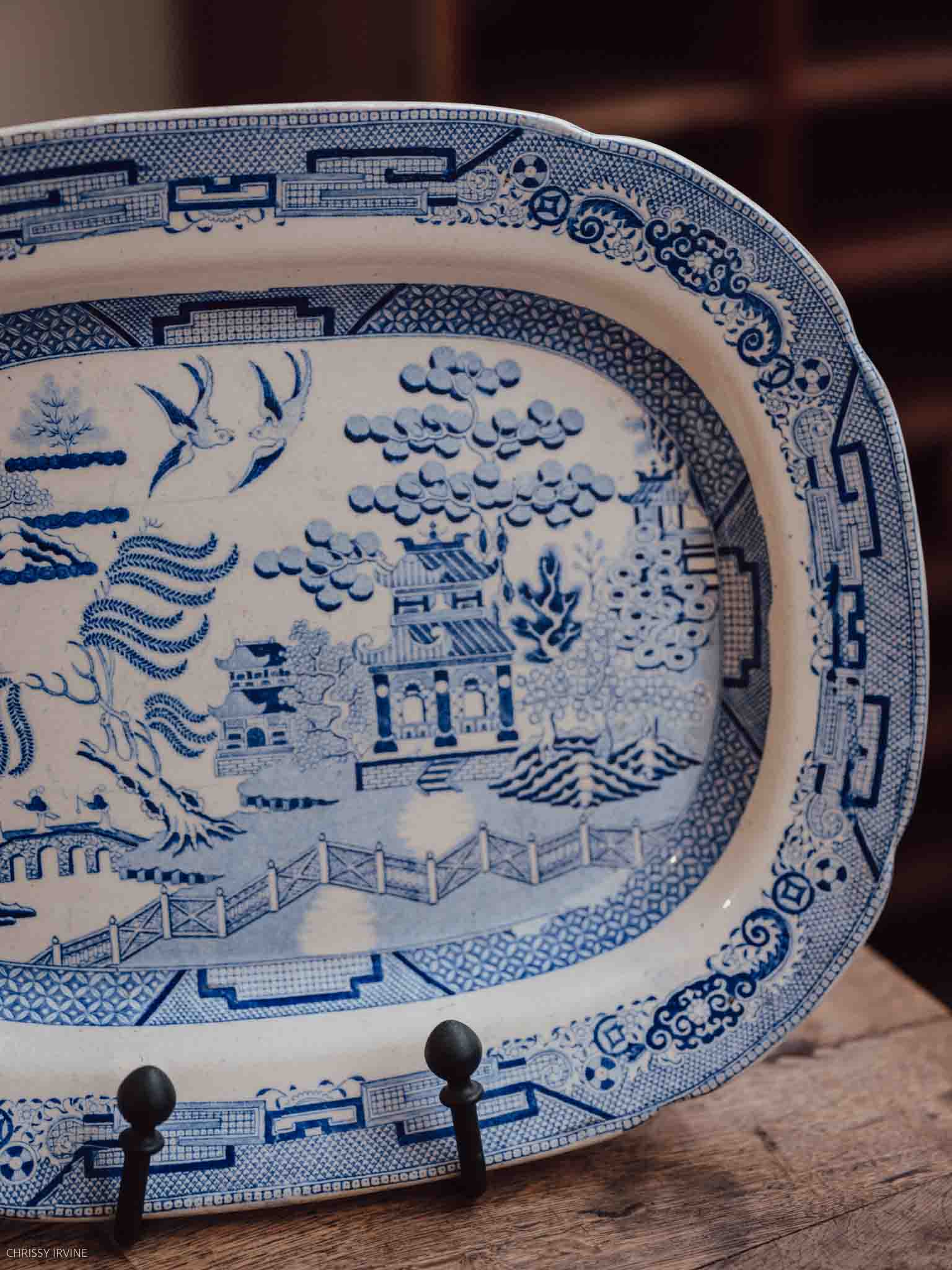 Antique Blue Willow Pearlware Platter c.1800–1825