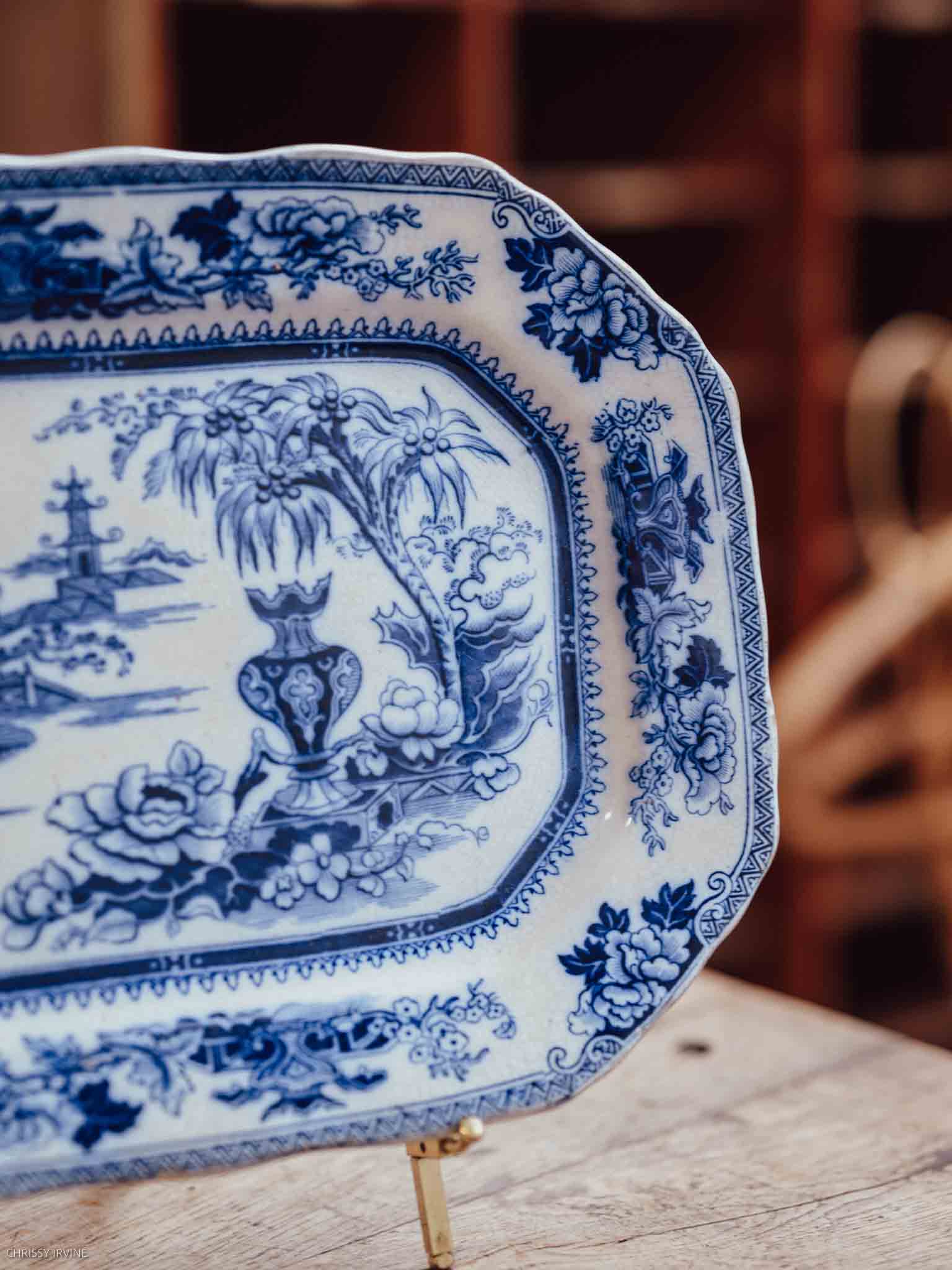 Flow Blue Lahore Platter c 1891