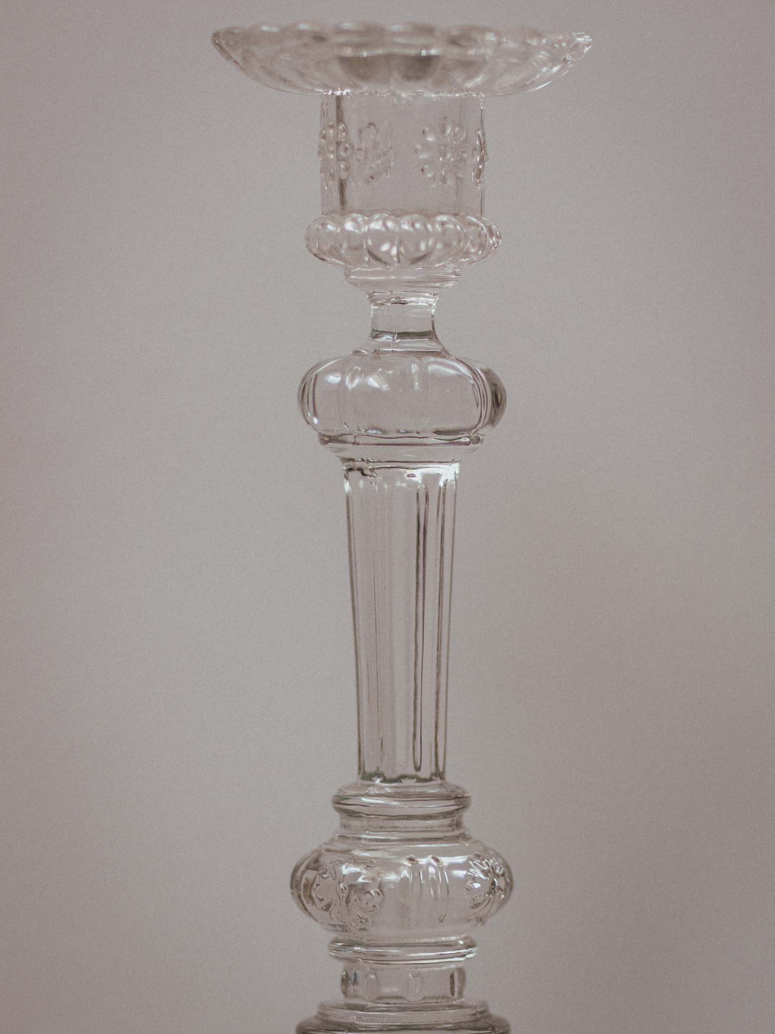 Pair of Victorian Pressed Glass Candlesticks with Figural Bird Bases