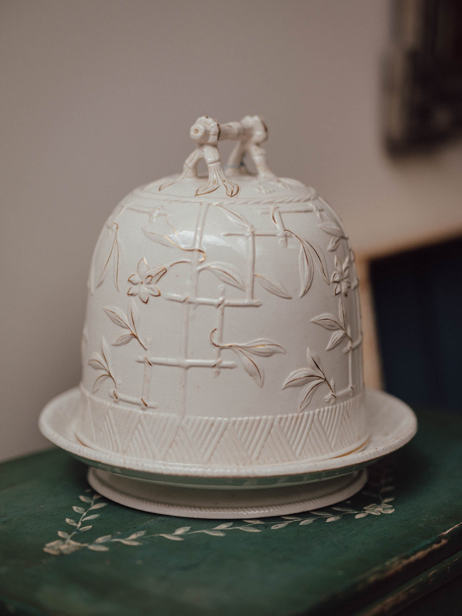 Antique English Cheese Dome and Stand