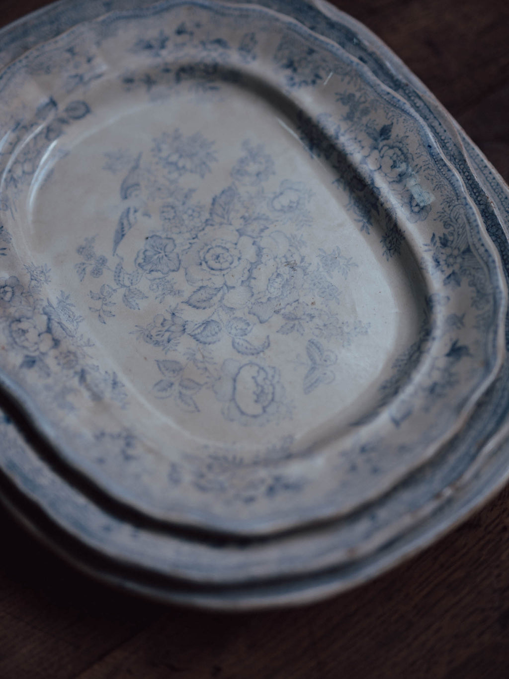 Small Victorian Blue & White 'Asiatic Pheasants' Platter, William Adams & Co., Staffordshire