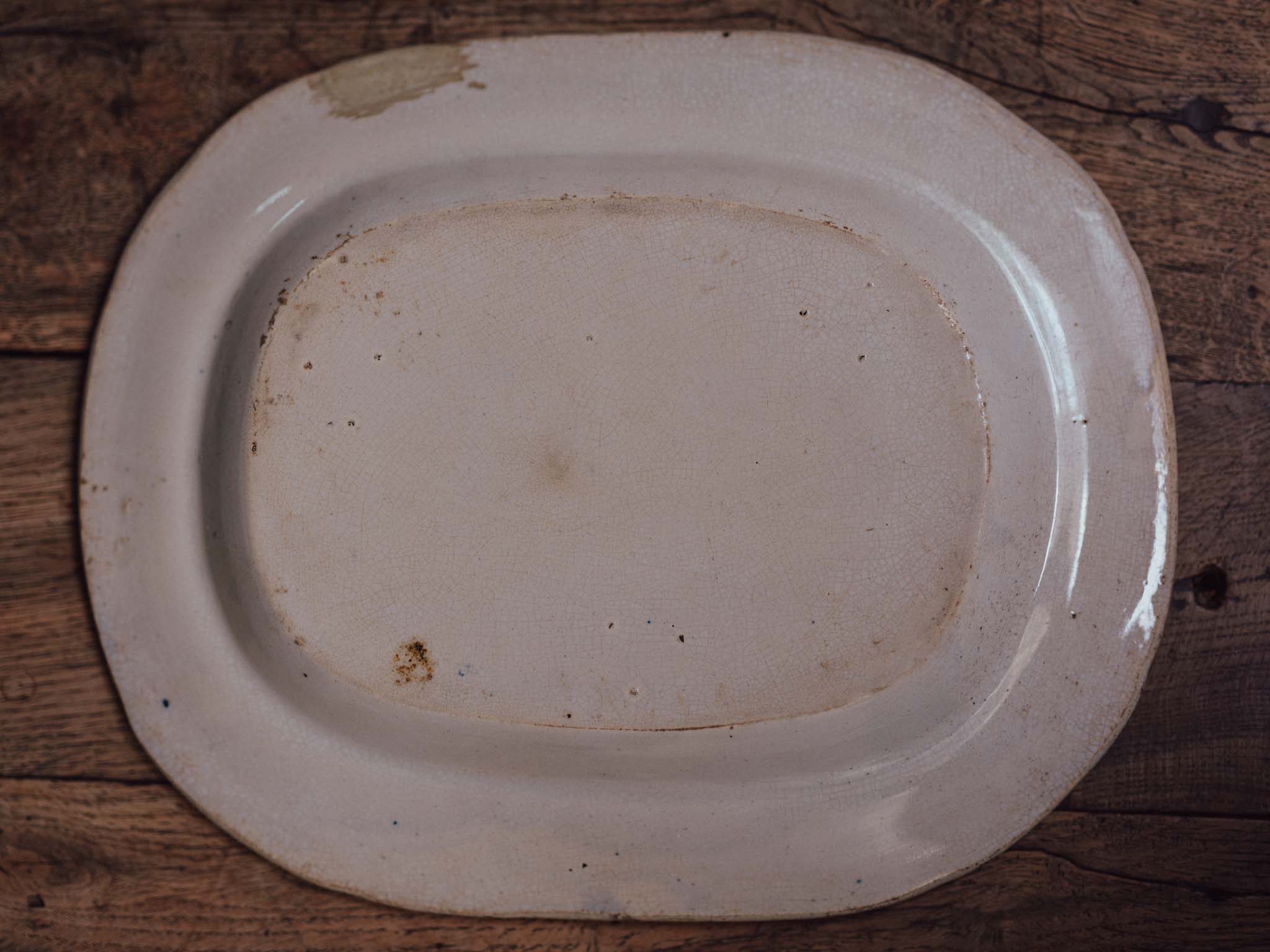 Victorian Blue and White Transfer-Print Platter, Oriental Scenic Pattern