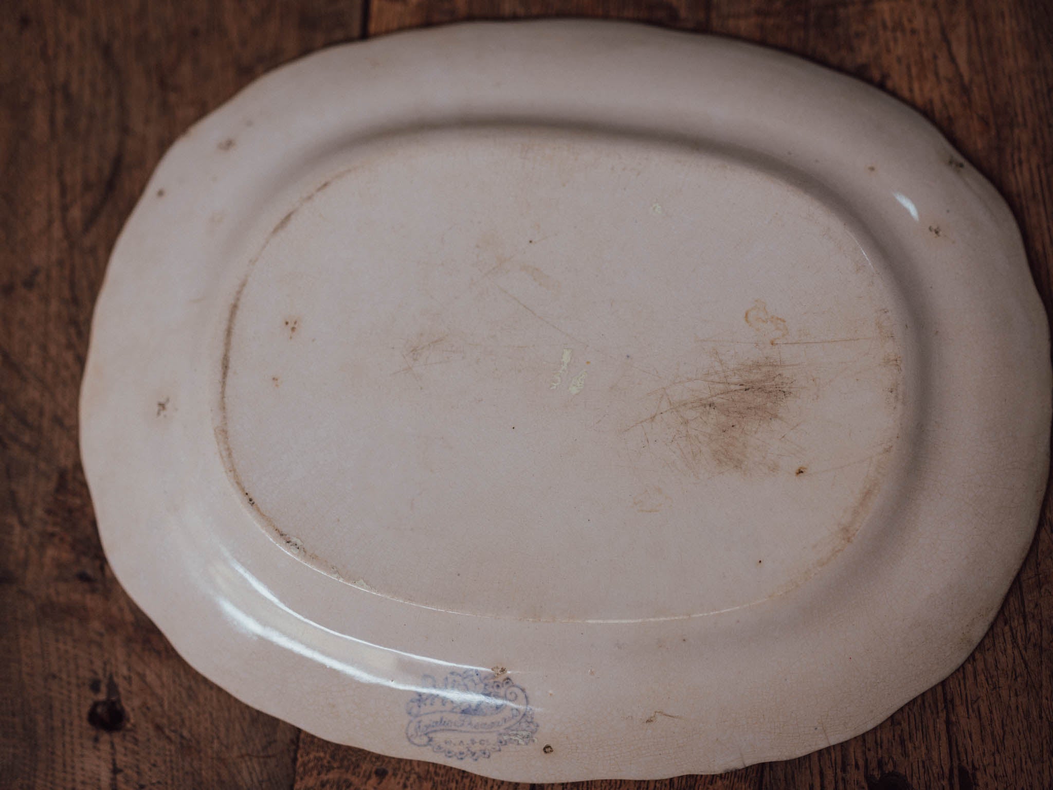 Small Victorian Blue & White 'Asiatic Pheasants' Platter, William Adams & Co., Staffordshire