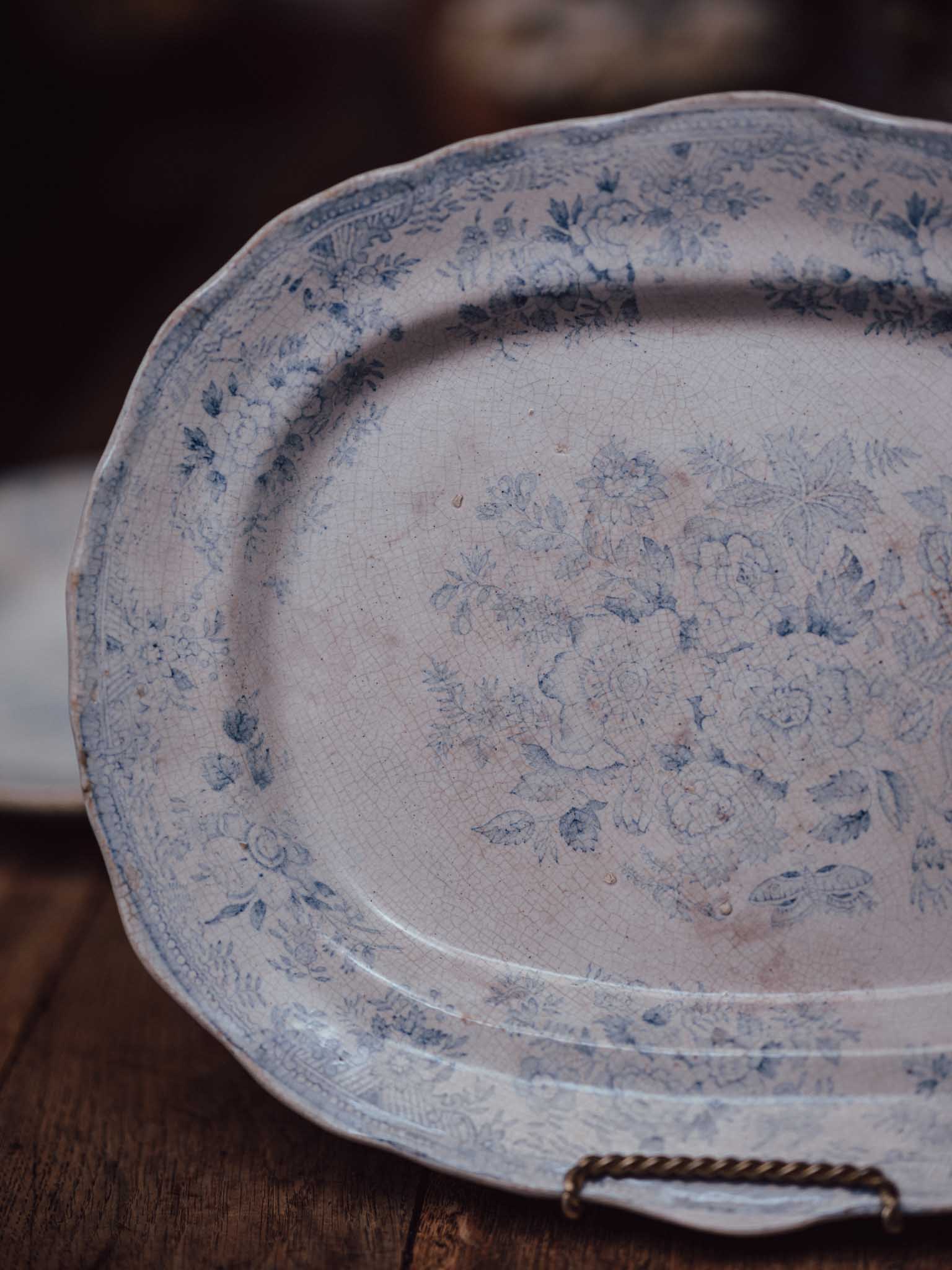 Medium Victorian Blue & White 'Asiatic Pheasants' Platter