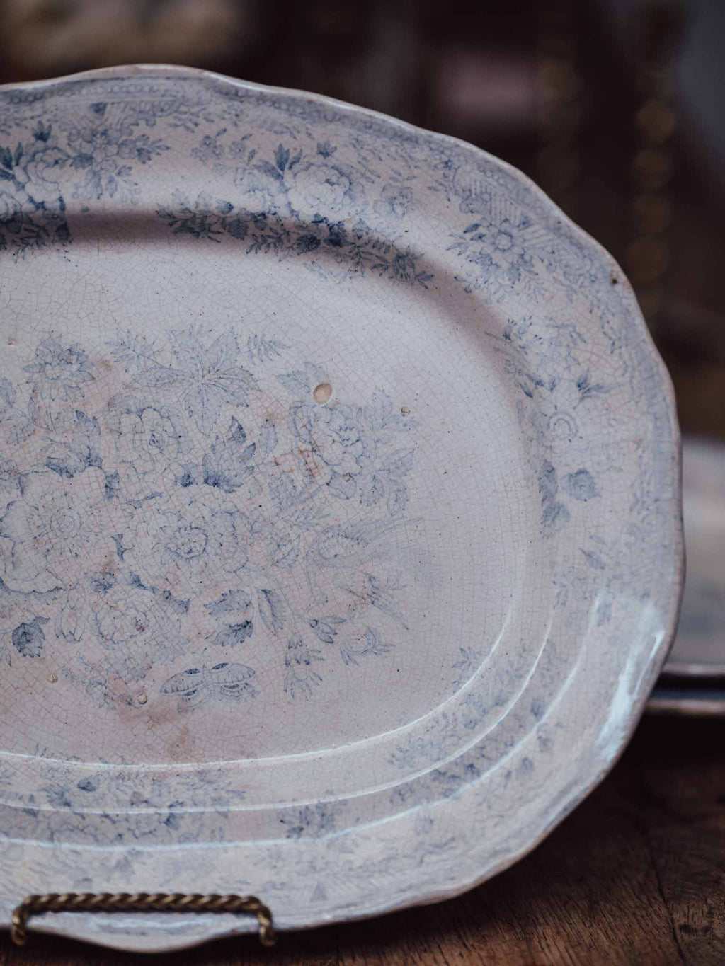 Medium Victorian Blue & White 'Asiatic Pheasants' Platter