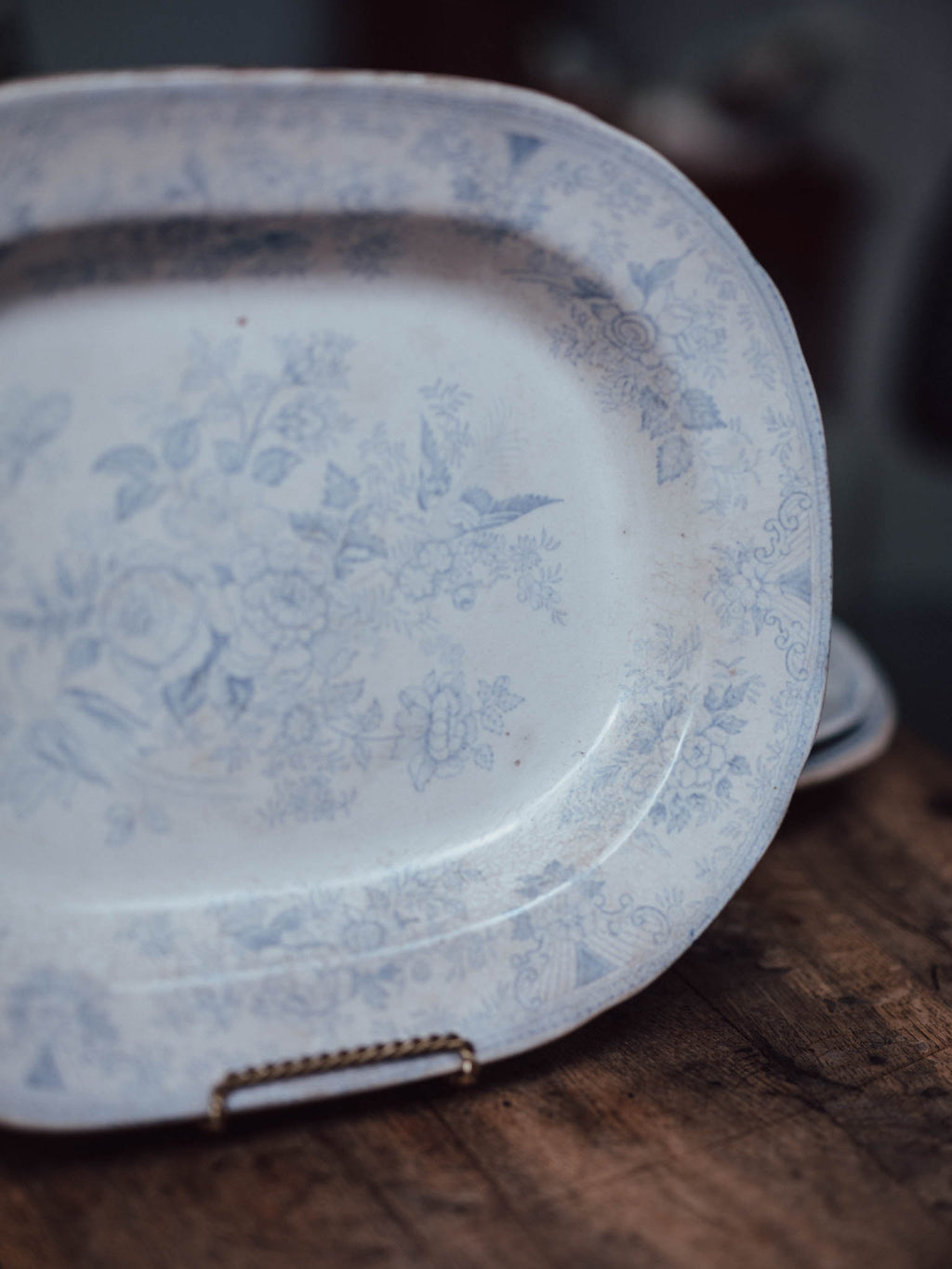 Large Victorian Blue & White 'Asiatic Pheasants' Platter, J. Tams, Staffordshire