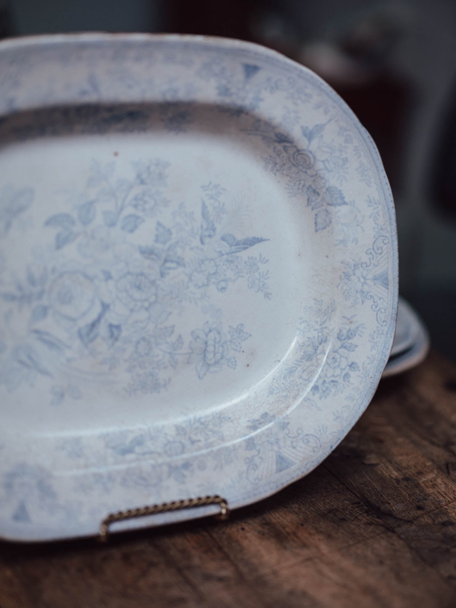 Large Victorian Blue & White 'Asiatic Pheasants' Platter, J. Tams, Staffordshire