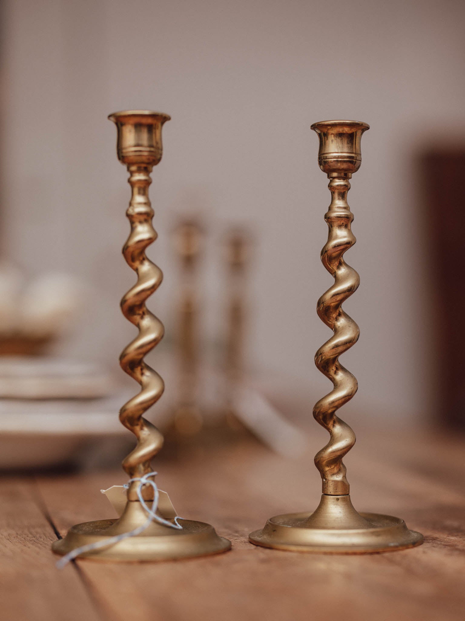 Pair of Brass Barley Twist Candlesticks