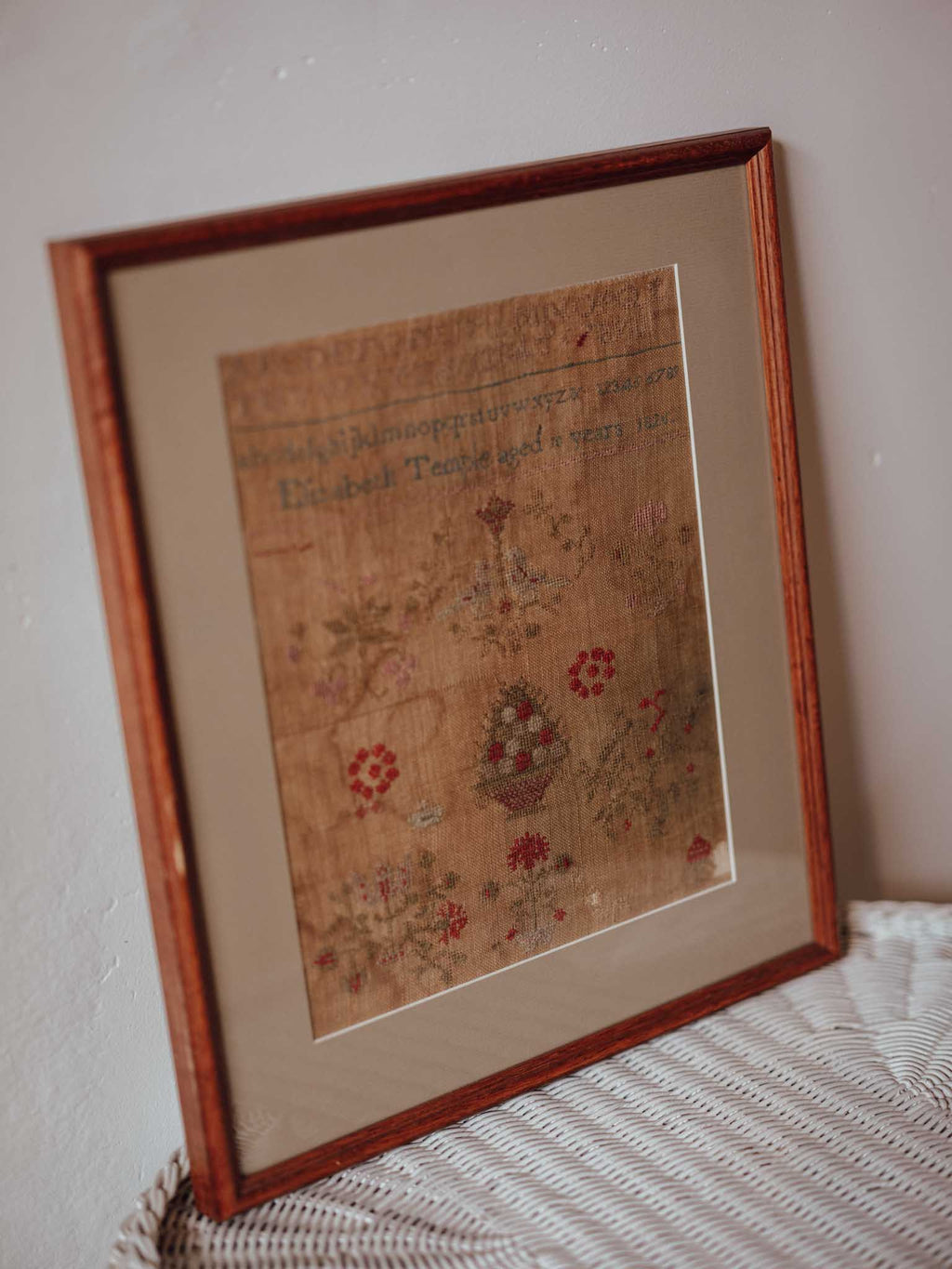 Needlework Sampler, Elizabeth Temple, c1826