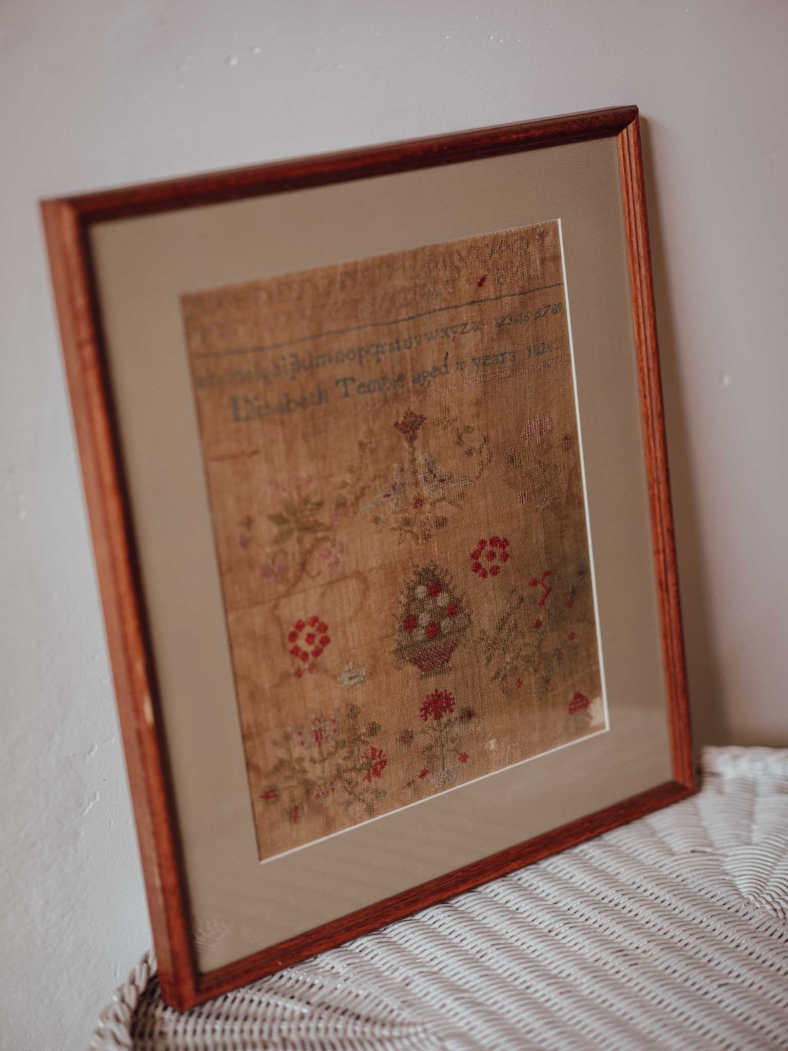 Needlework Sampler, Elizabeth Temple, c1826