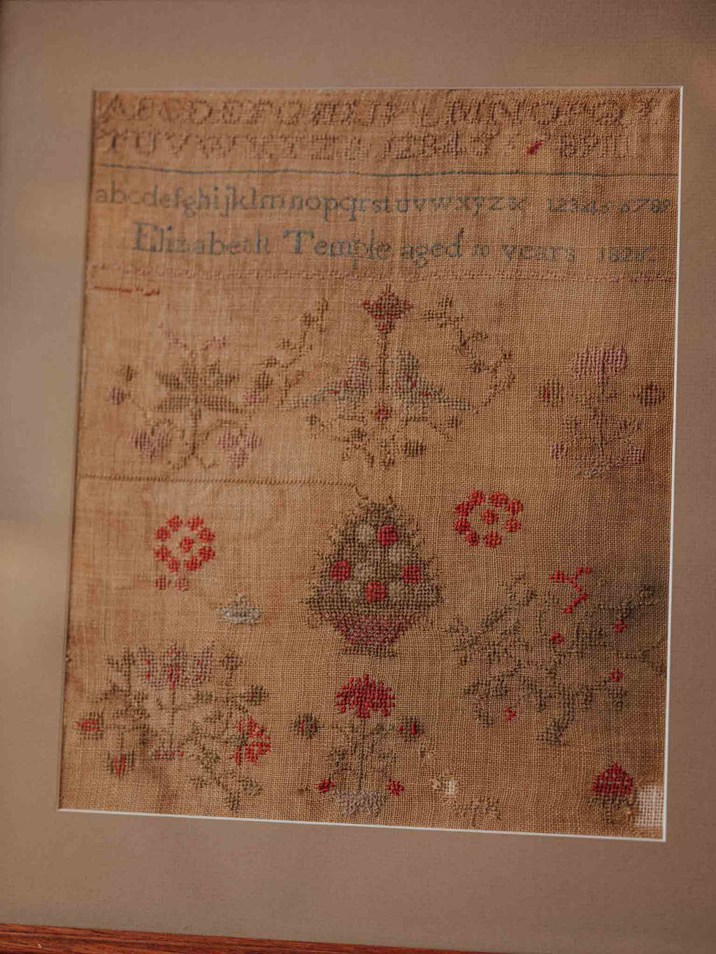 Needlework Sampler, Elizabeth Temple, c1826