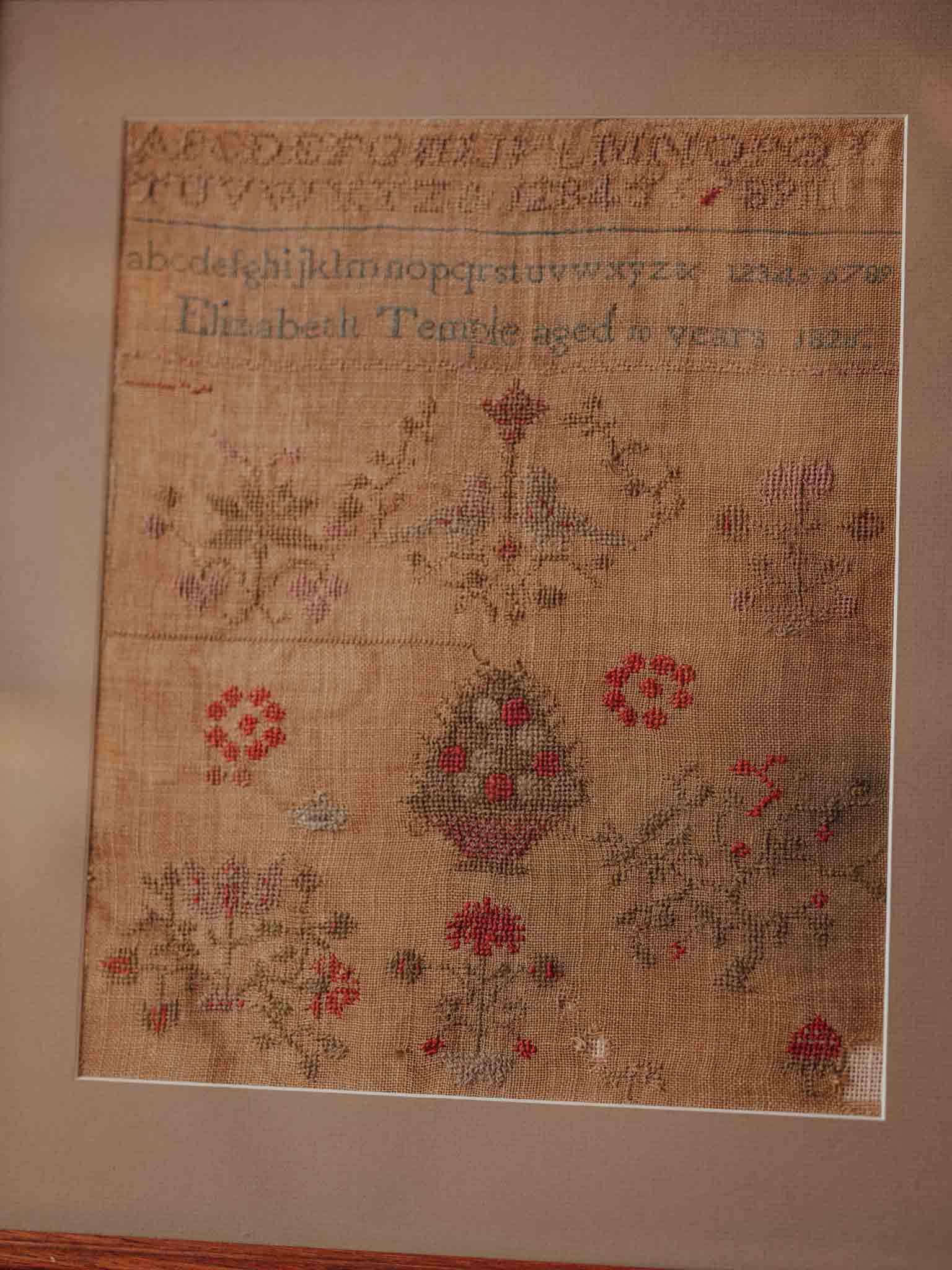 Needlework Sampler, Elizabeth Temple, c1826
