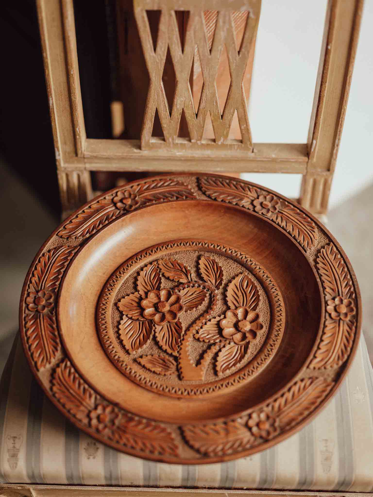 Carved Wooden Decorative Bowl