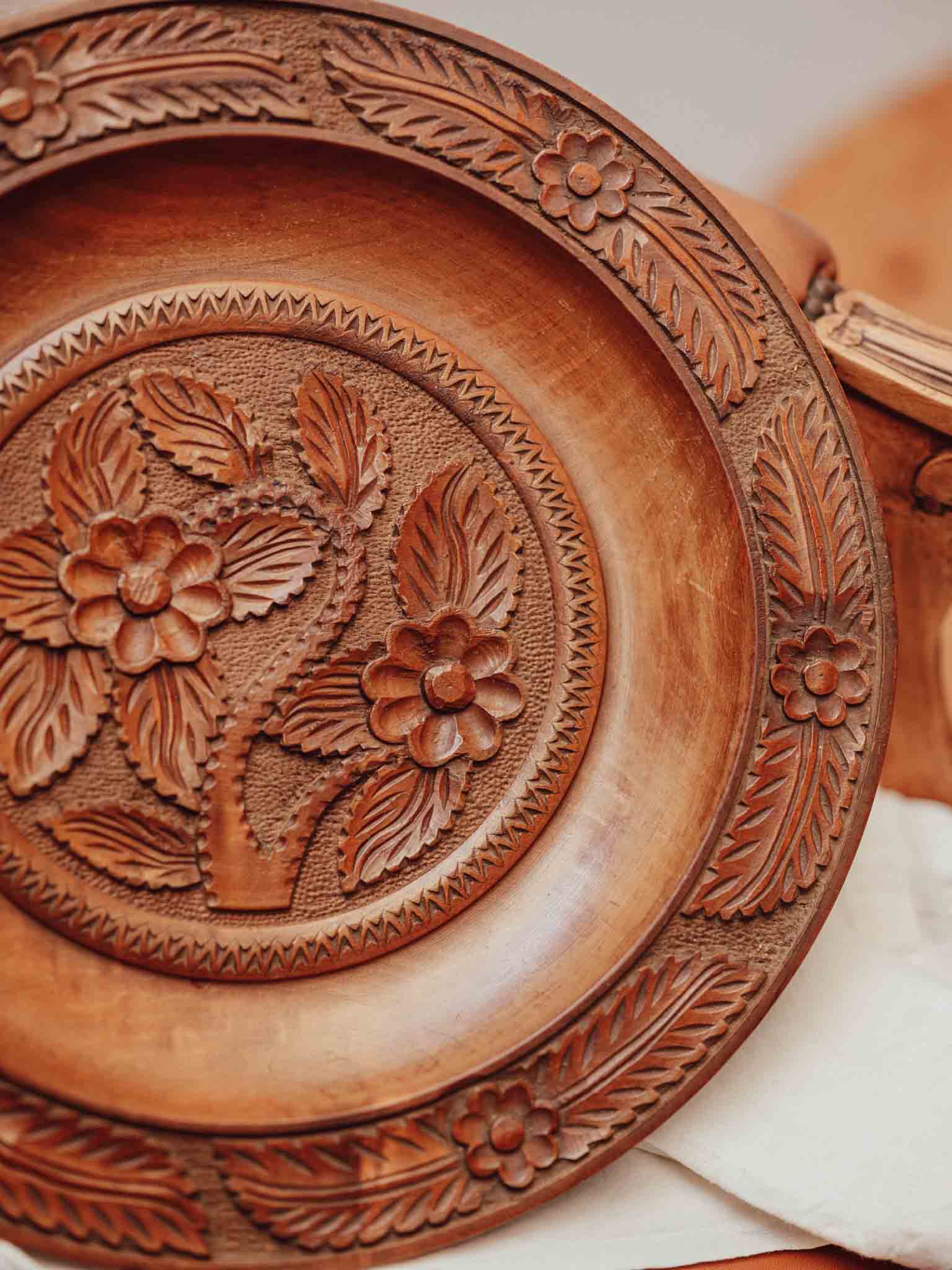 Carved Wooden Decorative Bowl
