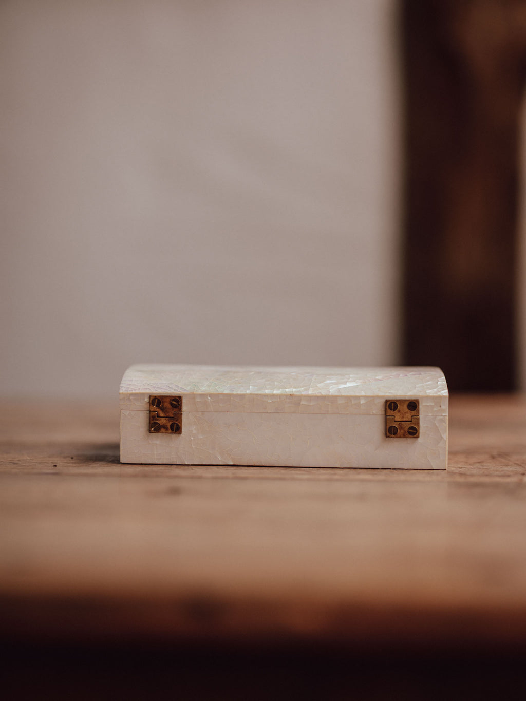Vintage Mother of Pearl Mosaic Domed Box