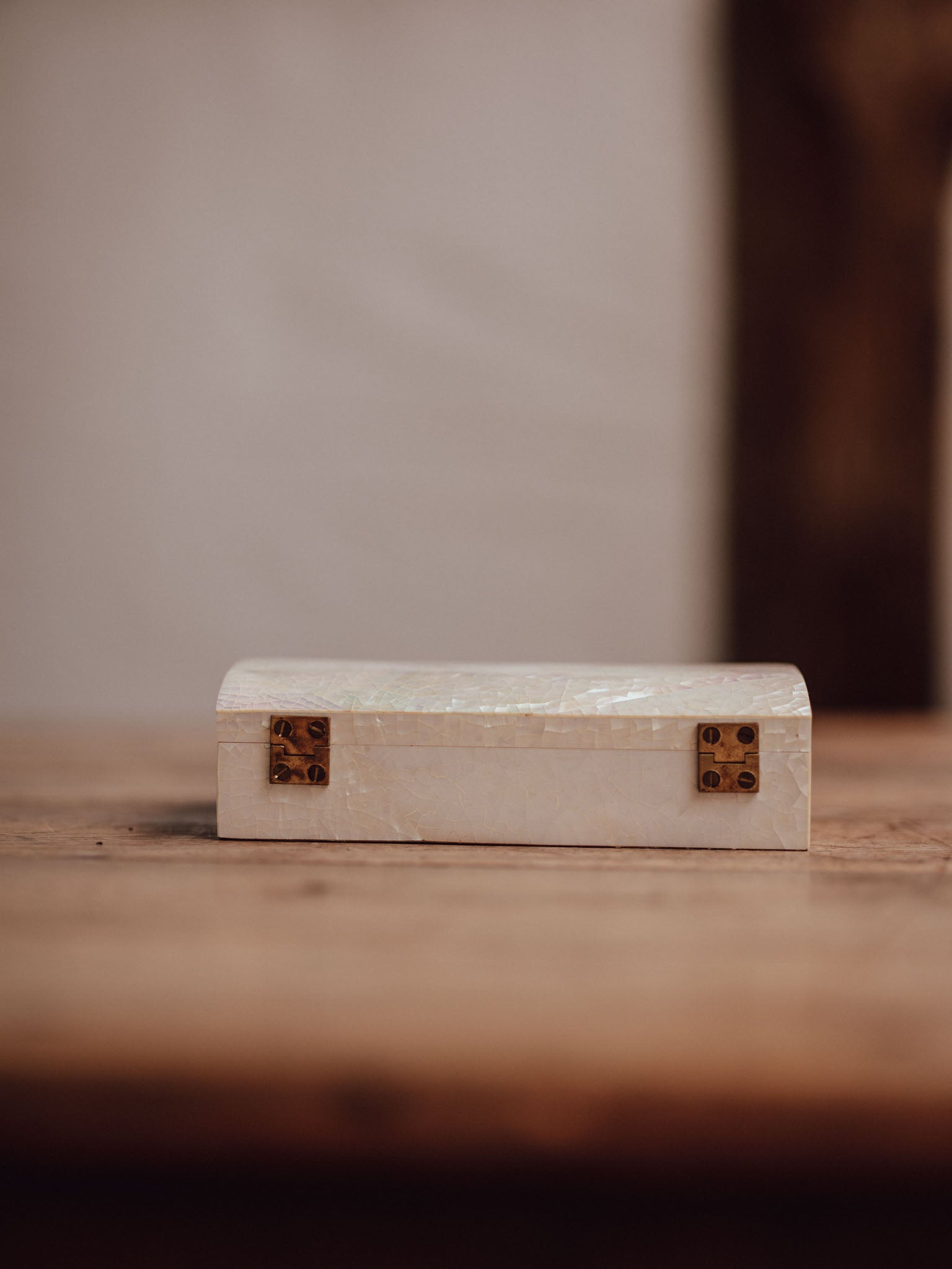 Vintage Mother of Pearl Mosaic Domed Box